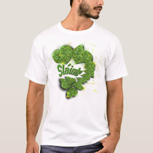Camiseta Shamrock verde corazones brillantes Shainte