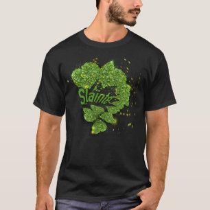 Camiseta Shamrock verde corazones brillantes Shainte