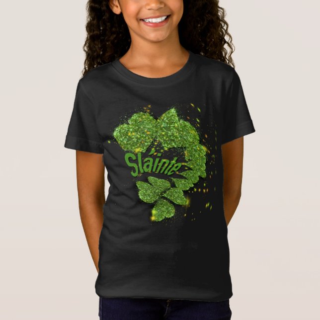 Camiseta Shamrock verde | corazones brillantes ShainteT-Shi (Anverso)