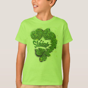 Camiseta Shamrock verde   corazones brillantes ShainteT-Shi