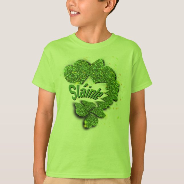 Camiseta Shamrock verde | corazones brillantes ShainteT-Shi (Anverso)