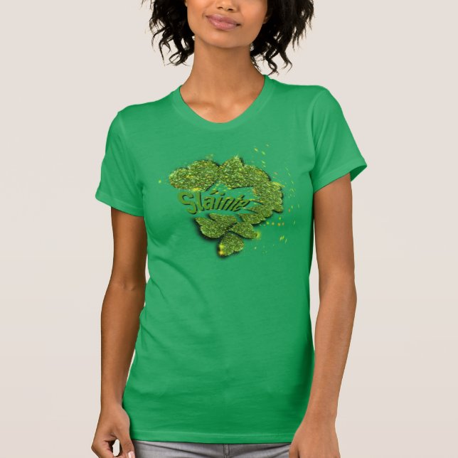 Camiseta Shamrock verde | corazones brillantes ShainteT-Shi (Anverso)