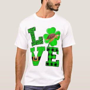 Camiseta Shamrock Verde Cuadros Amor Tortuga Marina St Patr