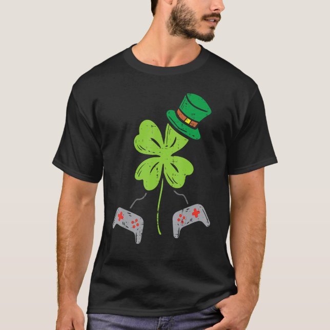 Camiseta Shamrock Video Game Controller St Patrics Day Boy (Anverso)