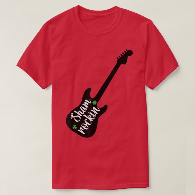 Camiseta Shamrockin Guitar Funny Music St Patrick's Day Sha (Diseño del anverso)