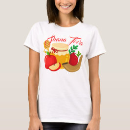Camiseta Shana Tova con manzanas, miel, granada