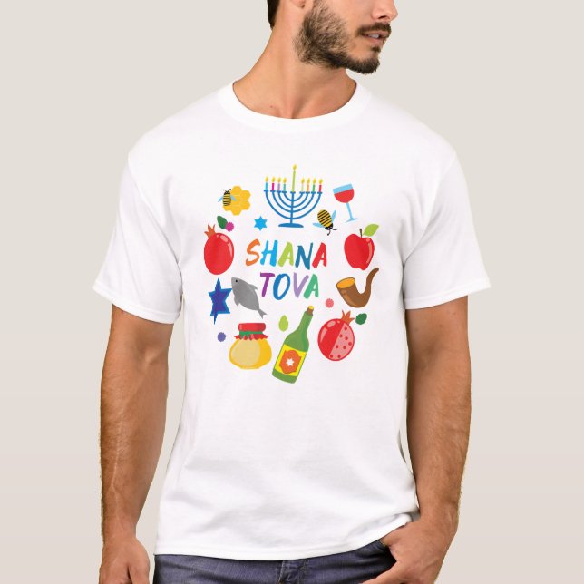 Camiseta 🍯 🍎 🐟 Shana Tova. Feliz Año Nuevo 2.1 (Anverso)