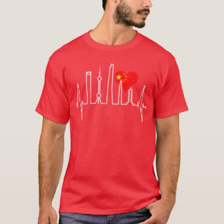 Camiseta Shanghai Skyline Heartbeat Heart China I Love Asia