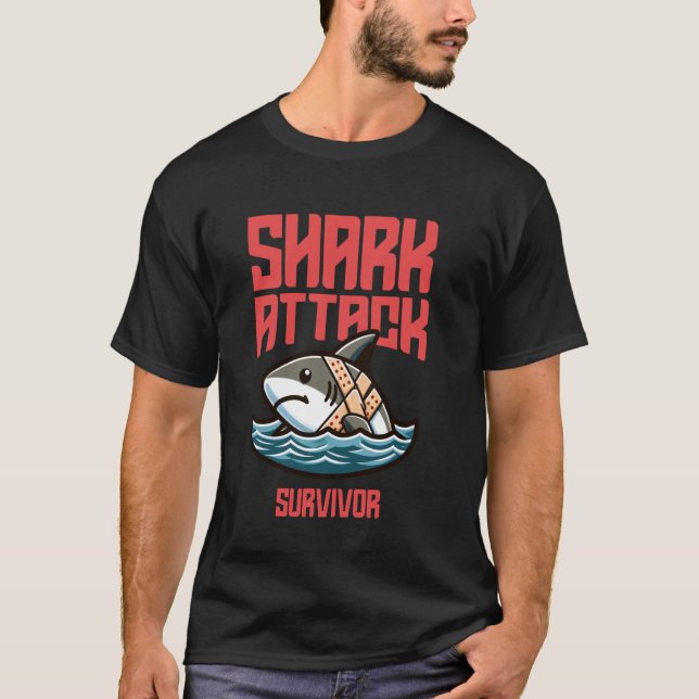 Camiseta Shar gracioso: Sobreviviente de ataque de tiburón  (Anverso)