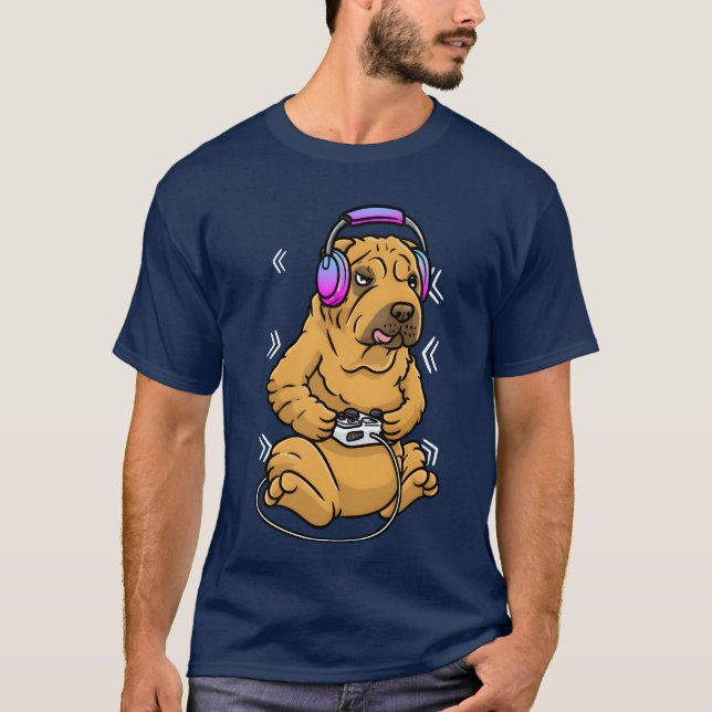 Camiseta Shar Pei Dog Video Game Gamer Gaming Chinese famil (Anverso)