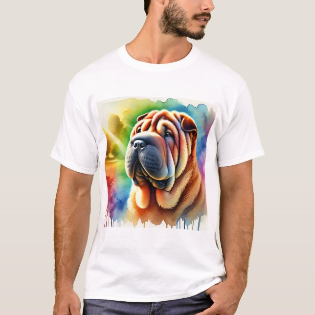 Camiseta Shar Pei Elegance 280824AREF102 - Watercolor (Anverso)