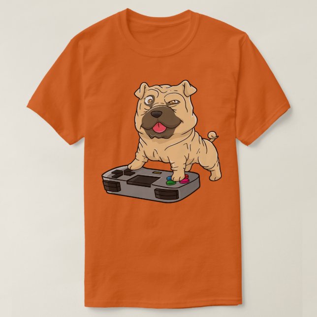 Camiseta Shar Pei Gamepad Kawaii (Diseño del anverso)