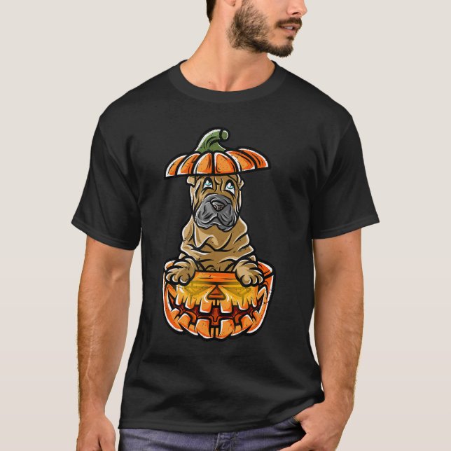 Camiseta Shar Pei Happy Halloween Costume Pumpkin Trick or  (Anverso)