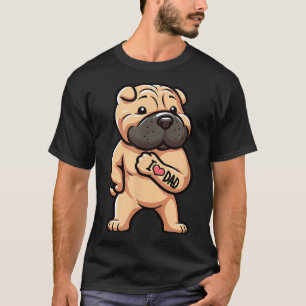 Camiseta Shar Pei I Love Dad Funny Dog Tattoo _1