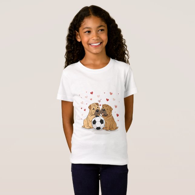 Camiseta Shar Peis with soccer ball for Valentine's Day (Anverso completo)