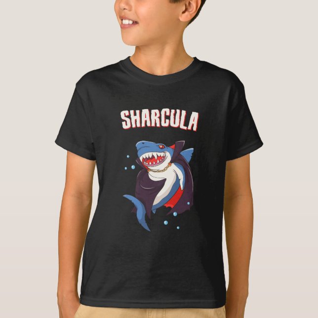 Camiseta Sharcula Funny Dracula Shark Vampis Halloween T-S (Anverso)