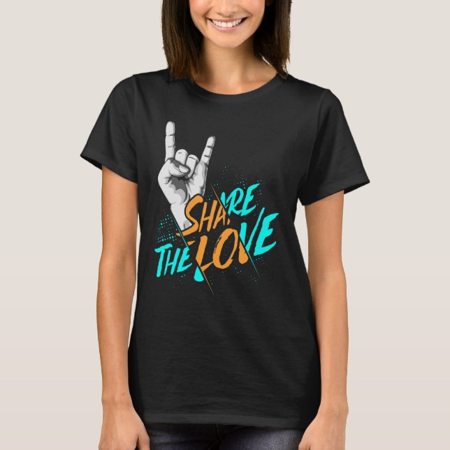 Camiseta Share The Love Men Women Kids Boys Girls Asl Gift  (Anverso)