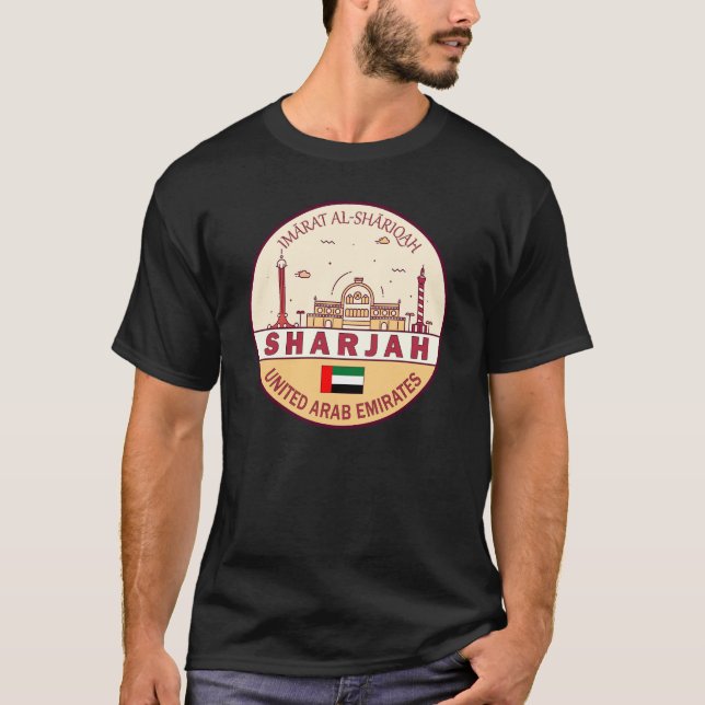 Camiseta Sharjah Emiratos Árabes Unidos City Skyline Emblem (Anverso)