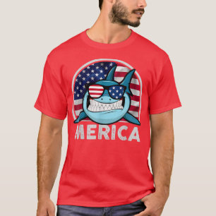 Camiseta Shark 4th of July 4th American Flag Independence D