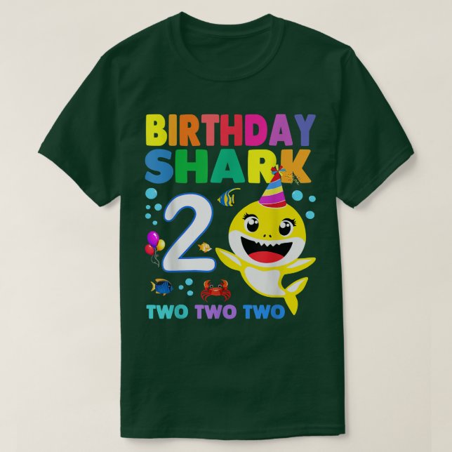 Camiseta Shark Birthday 2 Years Old 2nd Birthday Matching F (Diseño del anverso)