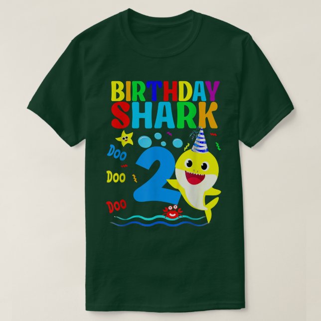 Camiseta Shark Birthday 2 Years Old 2nd Birthday Matching F (Diseño del anverso)