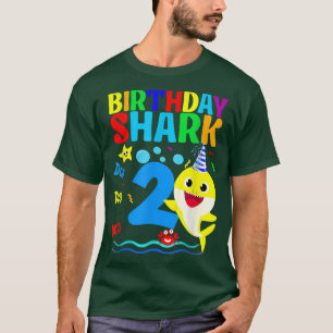 Camiseta Shark Birthday 2 Years Old 2nd Birthday Matching F