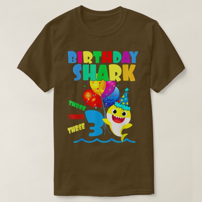 Camiseta Shark Birthday 3 Years Old 3rd Birthday Matching F (Diseño del anverso)