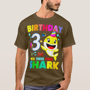 Camiseta Shark Birthday 3 Years Old 3rd Birthday Matching F