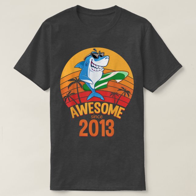 Camiseta Shark Birthday 7 Years Old Surf Awesome Since 2013 (Diseño del anverso)