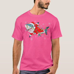 Camiseta Shark Christmas Lighting Santa Shark Xmas