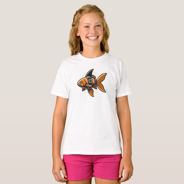 Camiseta Shark-Fin Goldfish T-Shirt by Vin Zzep (Anverso completo)