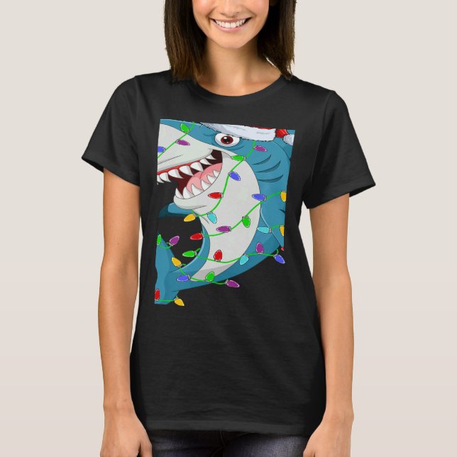 Camiseta Shark Fish   Christmas Lights Santa Shark Xmas (Anverso)
