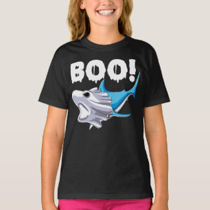 Camiseta shark halloween  boo ghost shark gift boys mens