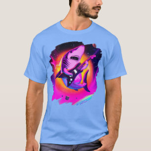 Camiseta Shark Playing Guitar in Space Outer Space Sharks