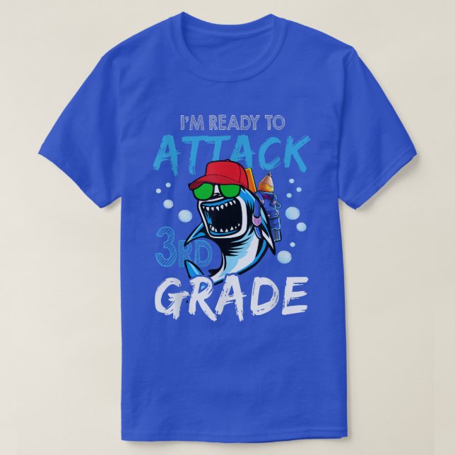 Camiseta Shark Ready To Attack 3rd Grade Boys Back To Schoo (Diseño del anverso)