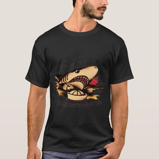 Camiseta Shark Sailors Grave Americanraditional Sailor Jerr (Anverso)