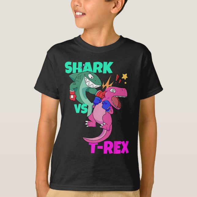 Camiseta Shark Vs Dinosaur T Rex Boxing Gloves For Kids Boy (Anverso)