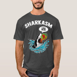 Camiseta Sharkasm I Love Salad Meme Humorístico Vegetariano