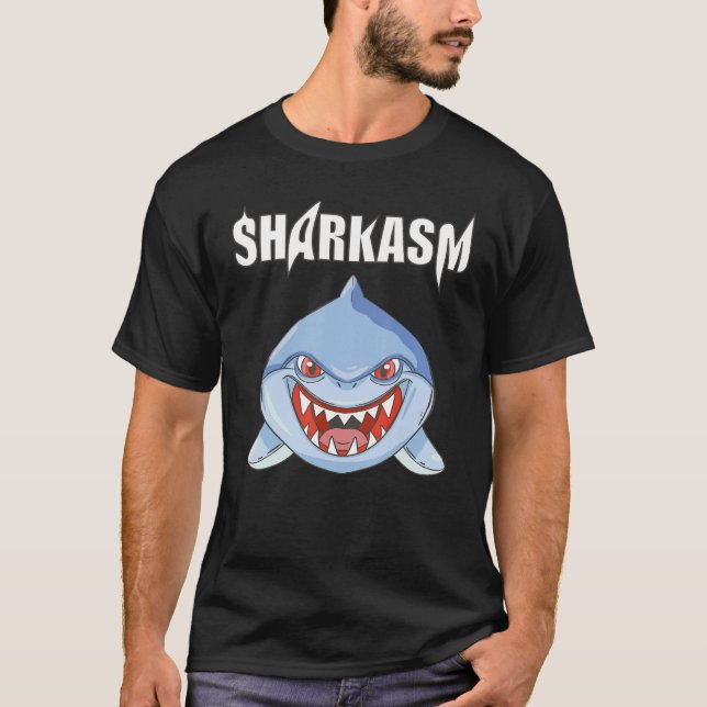 Camiseta Sharkasm palabra play agua de mar dientes afilados (Anverso)