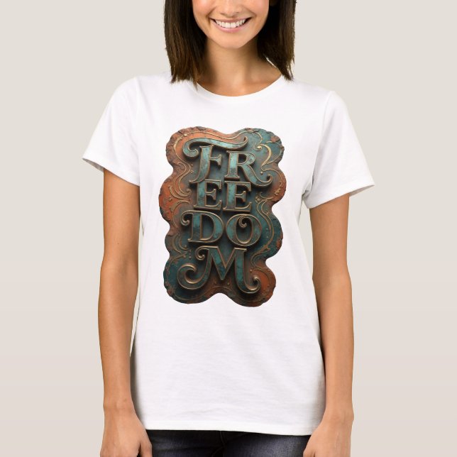 Camiseta Sharp Gold FREEDOM Slogan (Anverso)