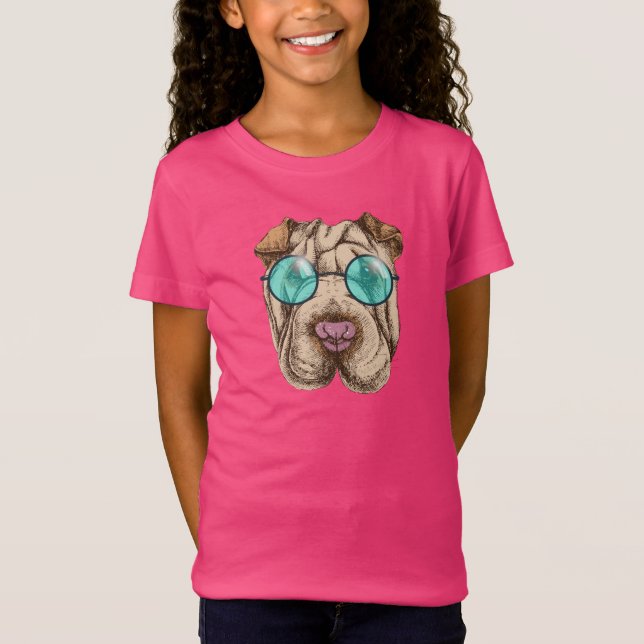 Camiseta Sharpei en gafas de sol (Anverso)