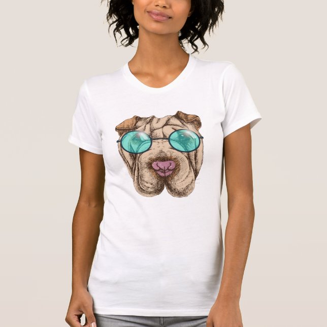 Camiseta Sharpei En Gafas De Sol (Anverso)