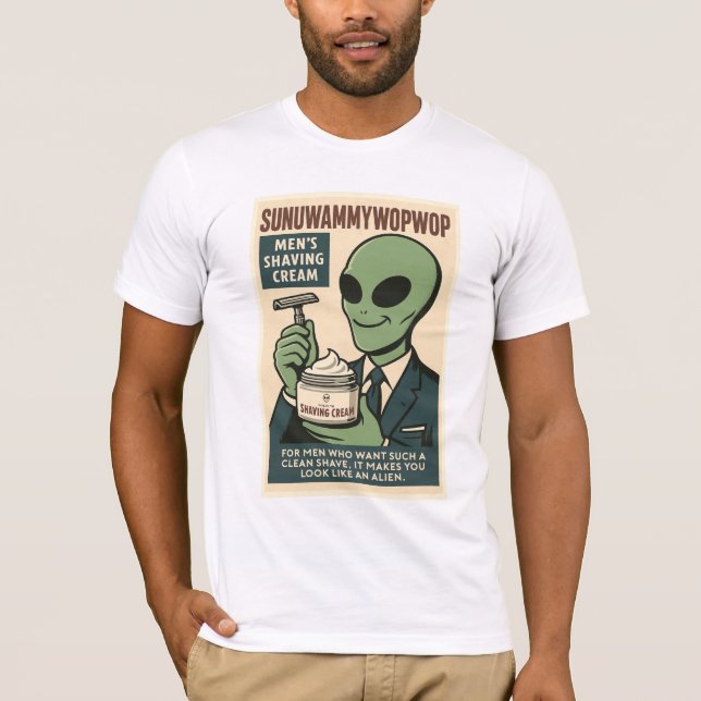 Camiseta Shave Cream Roswell Aliens Retro (Anverso)