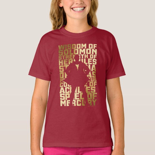 Camiseta ¡SHAZAM! | Capacidades Gráfico de la tipografía de (Anverso)