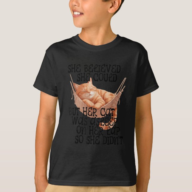 Camiseta She Believed She Could But Her Cat Was Asleep On H (Anverso)
