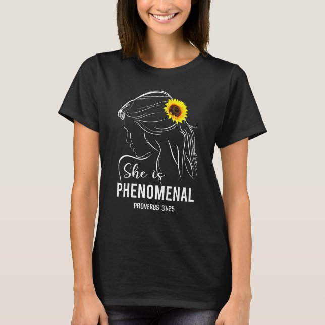 Camiseta She Is Phenomenal Bible Verse Religious  for Women (Anverso)