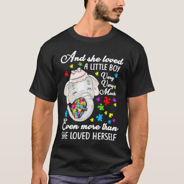 Camiseta She Loved A Little Very Much Autism Elephant Mom (Anverso)