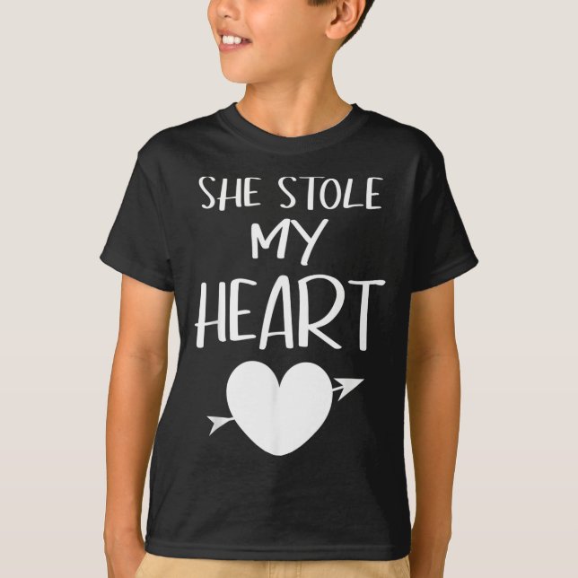Camiseta She Stole My Heart Valentines Day Matching Couples (Anverso)
