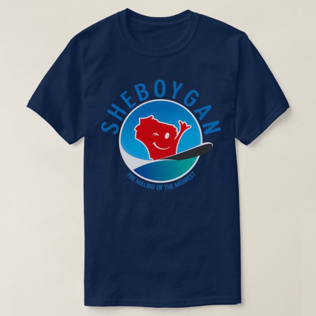 Camiseta Sheboygan El Malibu del Azul Circular del Medio Oe (Diseño del anverso)