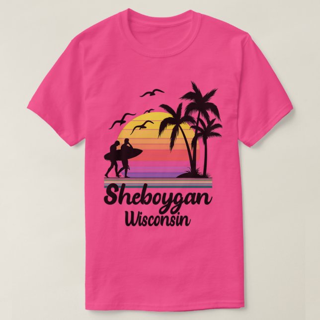 Camiseta Sheboygan Wisconsin Retro Sunset (Diseño del anverso)